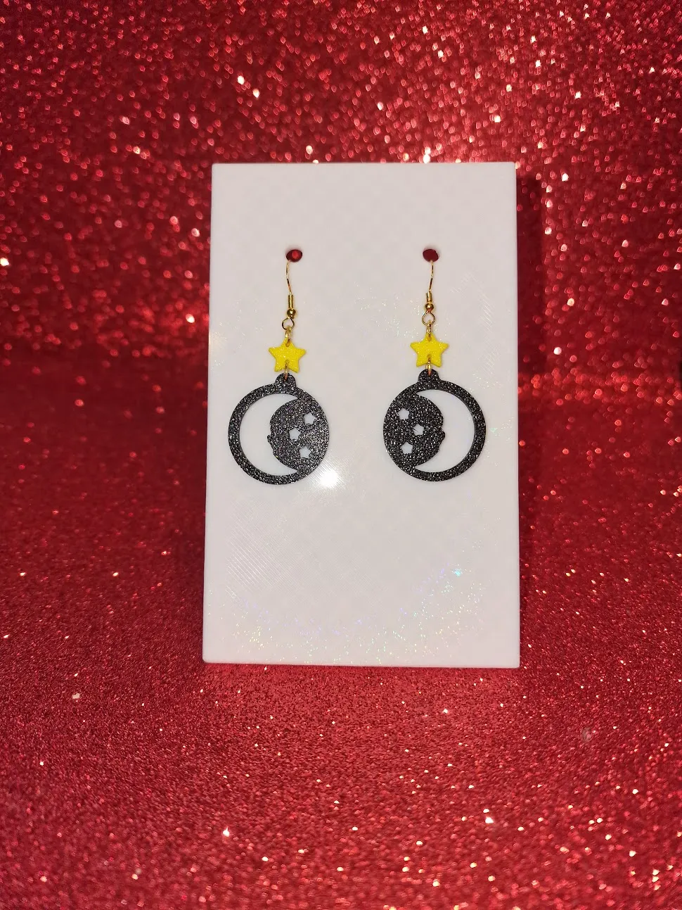 Moon and stars earrings view 2
