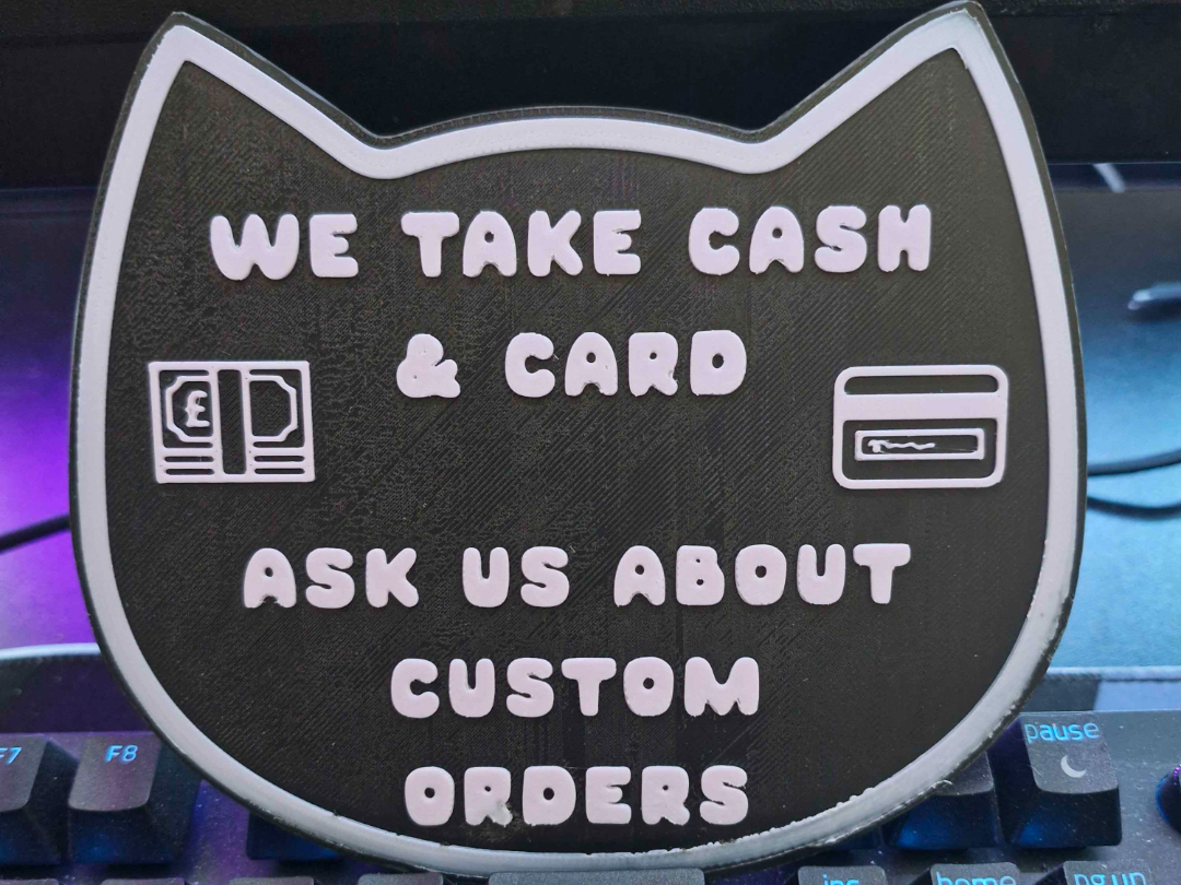 Vendor Sign for Cash, Card & Custom Orders