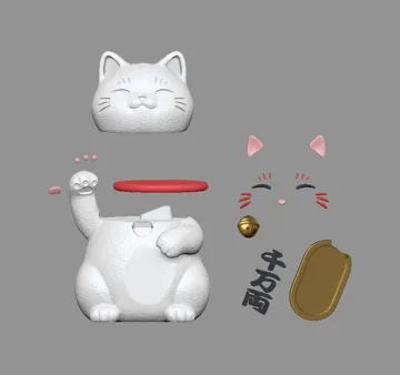 Modelo para impresión 3D: 招财猫全分件毛绒模型可爱公仔 — vista de referencia 5