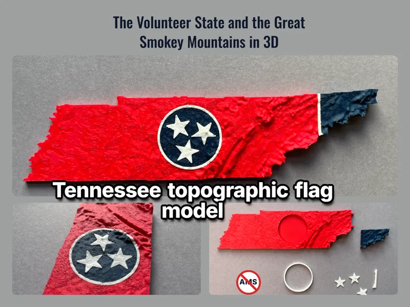 Tennessee topography flag model Volunteer Smoky