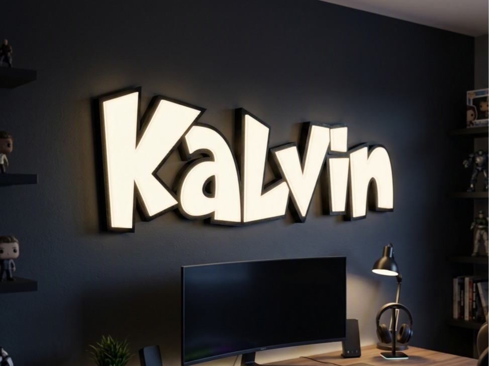 Insegna Led Nome 3D - Custom Lightbox - Kalvin