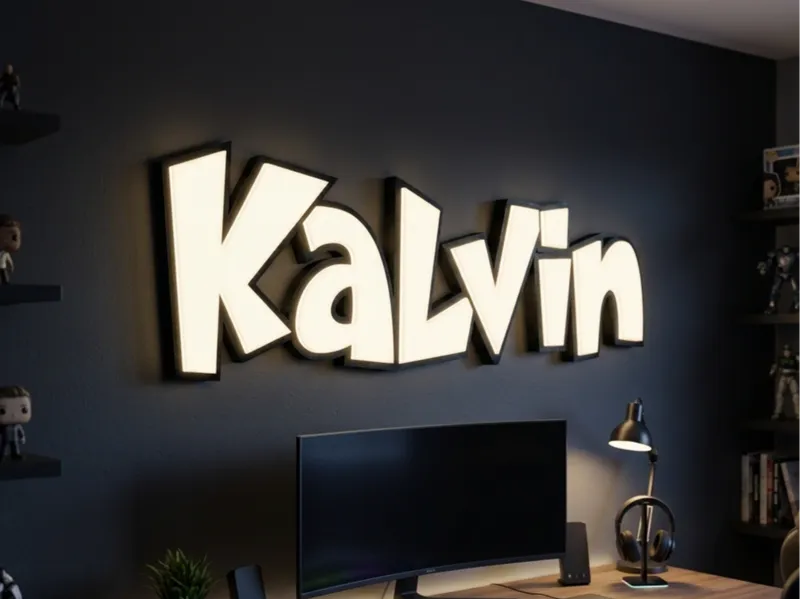 Insegna Led Nome 3D - Custom Lightbox - Kalvin