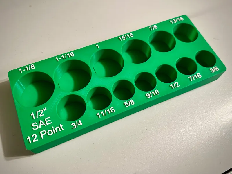 1/2" SAE 12 Point Socket Gridfinity Organizer