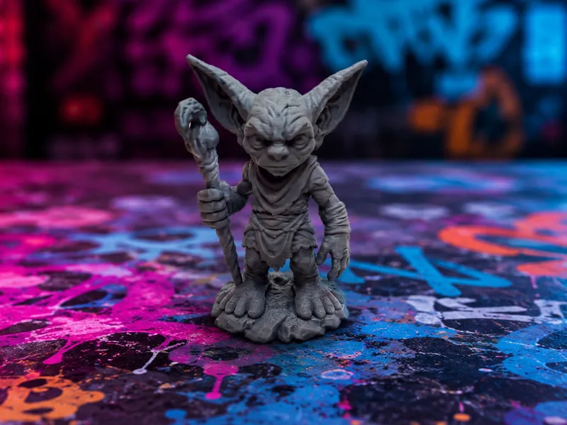 Goblinmagier „Runenblick“ mit magischem Wurzelstab
