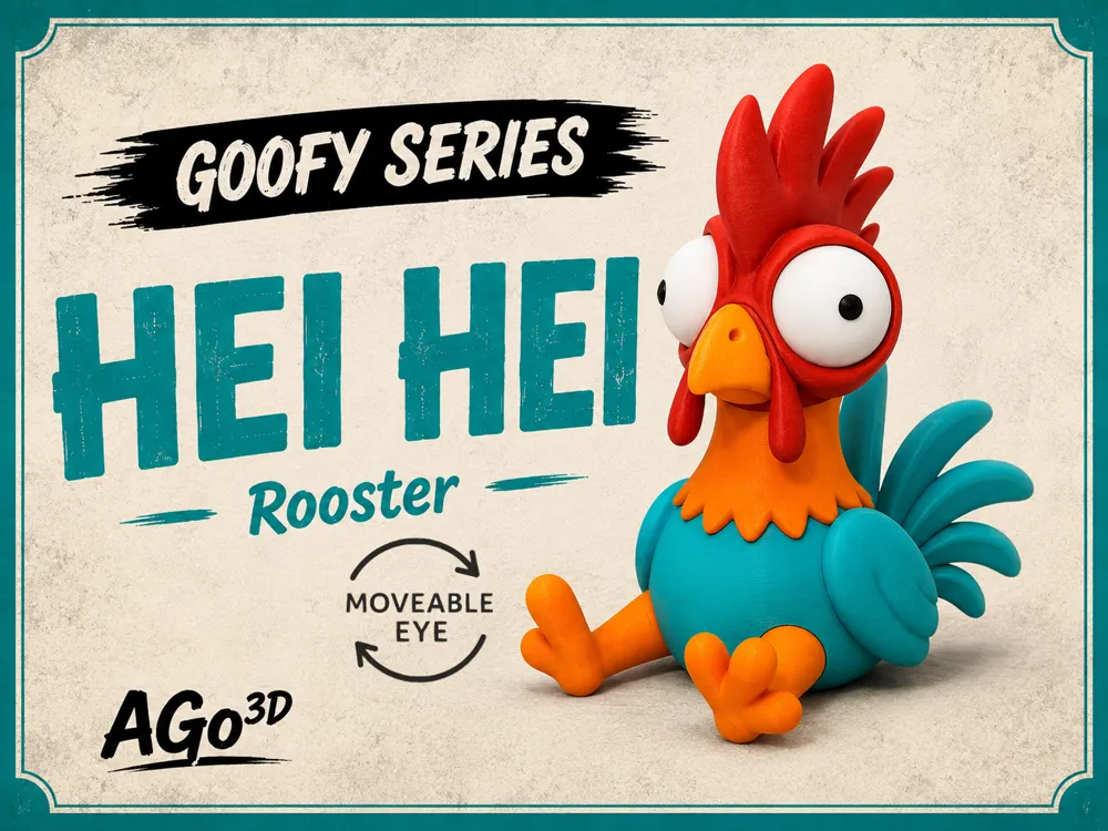 Accesorio para impresora 3D: Goofy series – HEI HEI ROOSTER Movable Eyes NO AMS. Referencia del modelo original.