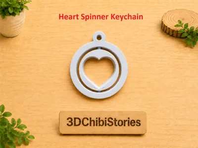 Heart Spinner Keychain | Single Color | Easy Print