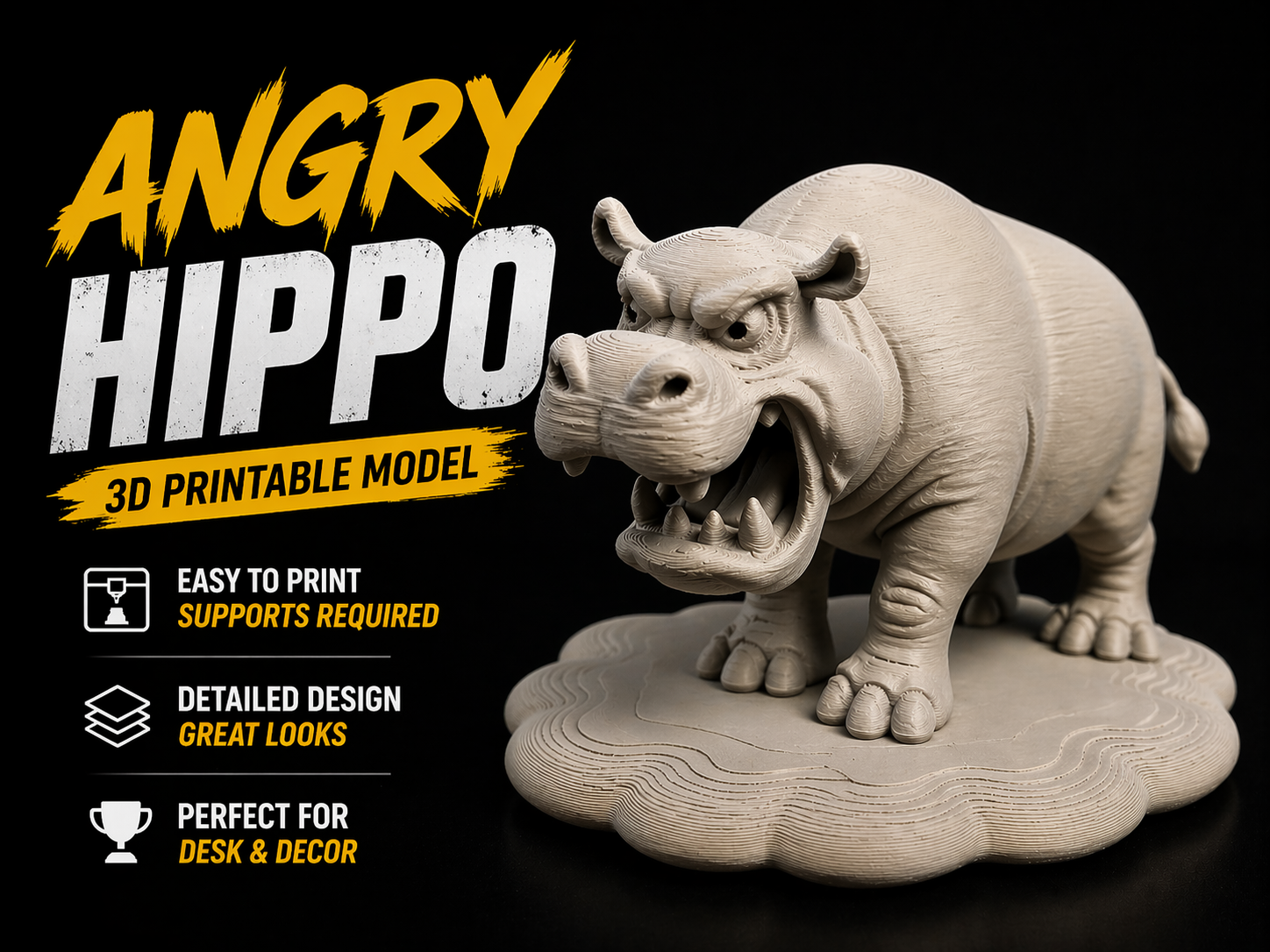 Angry Hippo Figurine