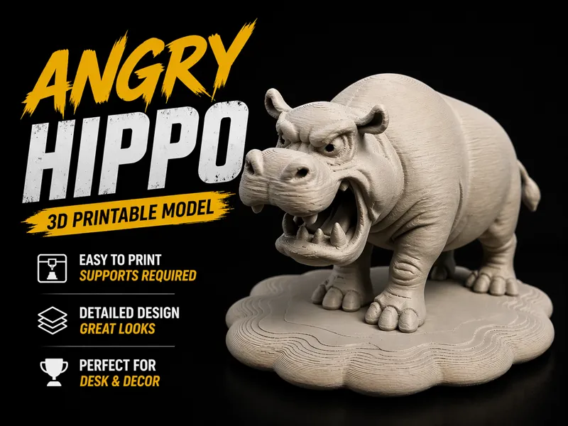 Angry Hippo Figurine