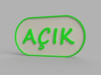 Double-Sided Open/Closed Sign (Açık/Kapalı)