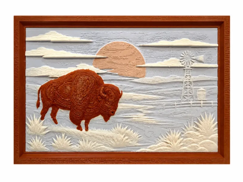 Western Bison Wall Art – Rustic Buffalo Landscape