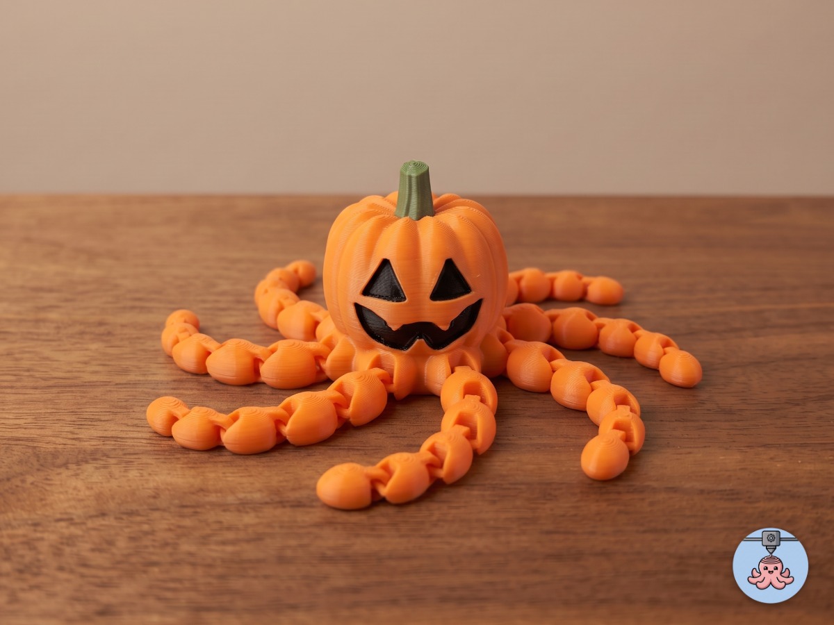 Flexi Pumpkin Octopus - Articulated fidget toys - 1