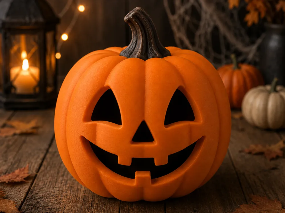 Adorno temático: Happy Halloween Pumpkin – Spooky Decor. Referencia del modelo original.