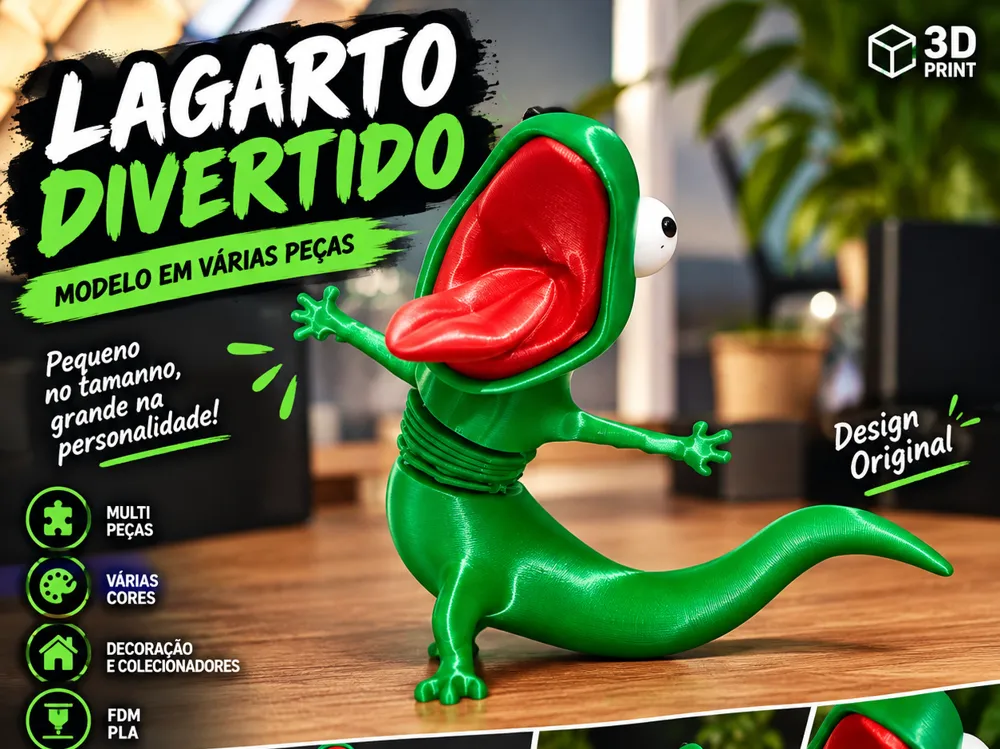Photo Modale Lagarto Divertido - Free 3D Print Model - MakerWorld