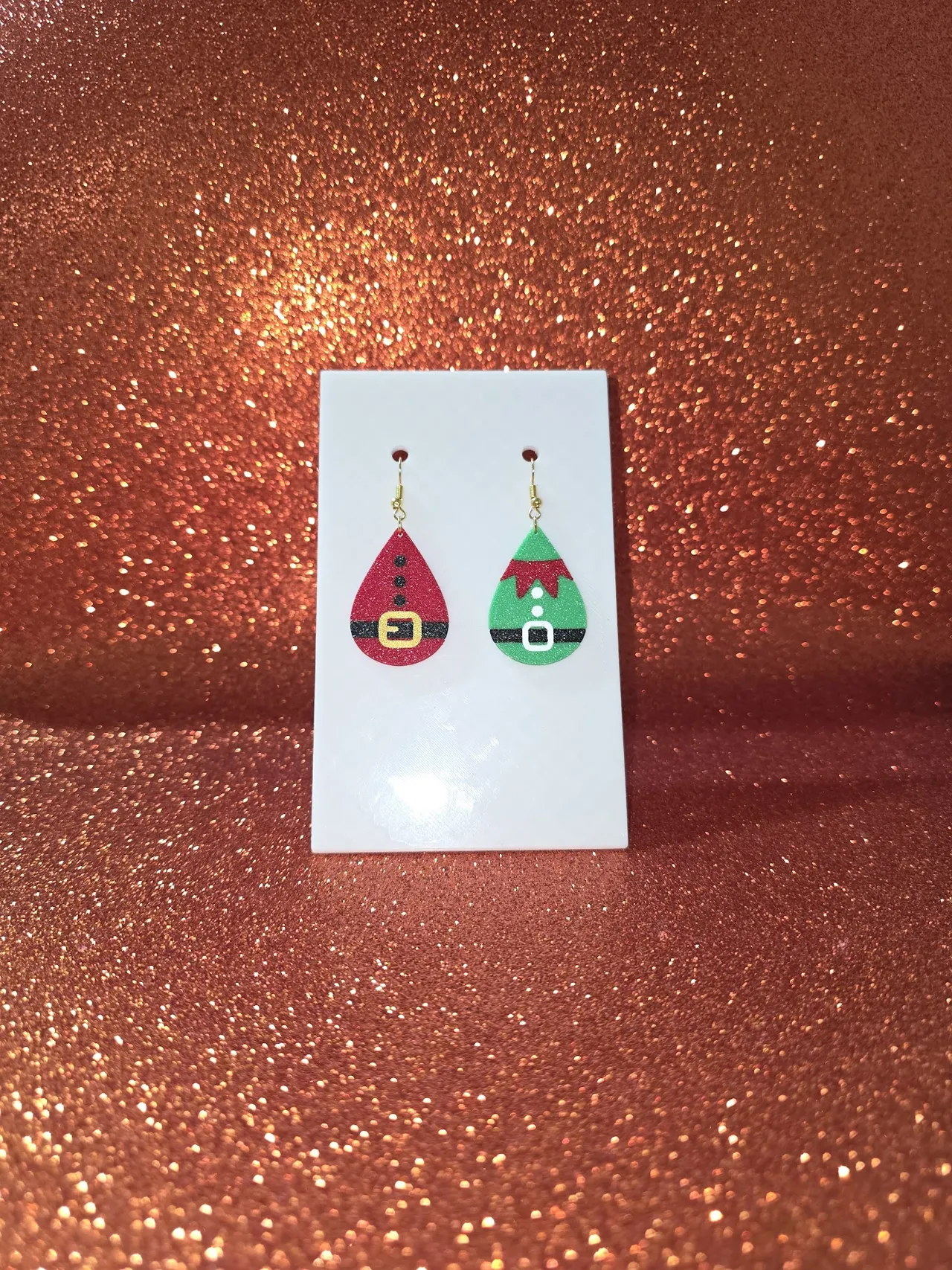 Elf and Santa Claus in a drop earrings view 2