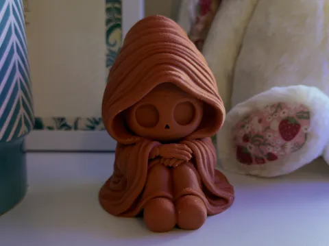 Estante o repisa: Cute Grim Reaper Thinker Spooky Halloween 3D Print — referencia de MakerWorld