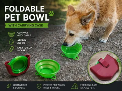 Foldable TPU Pet Bowl with Belt Carrying Case