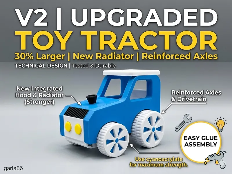 Toy Tractor V2 - 30% Larger - Reinforced Design