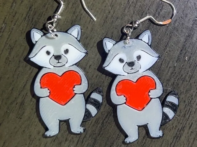 Raccoon Valentines Earrings