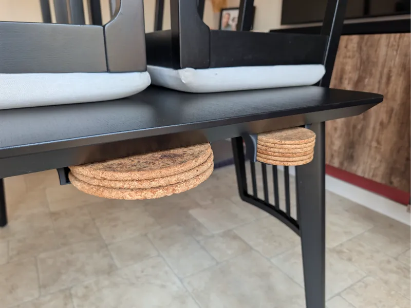 Under-table Cork Coaster/Trivet Holder