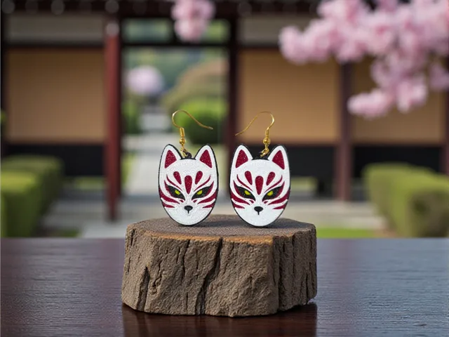 Kitsune mask earrings