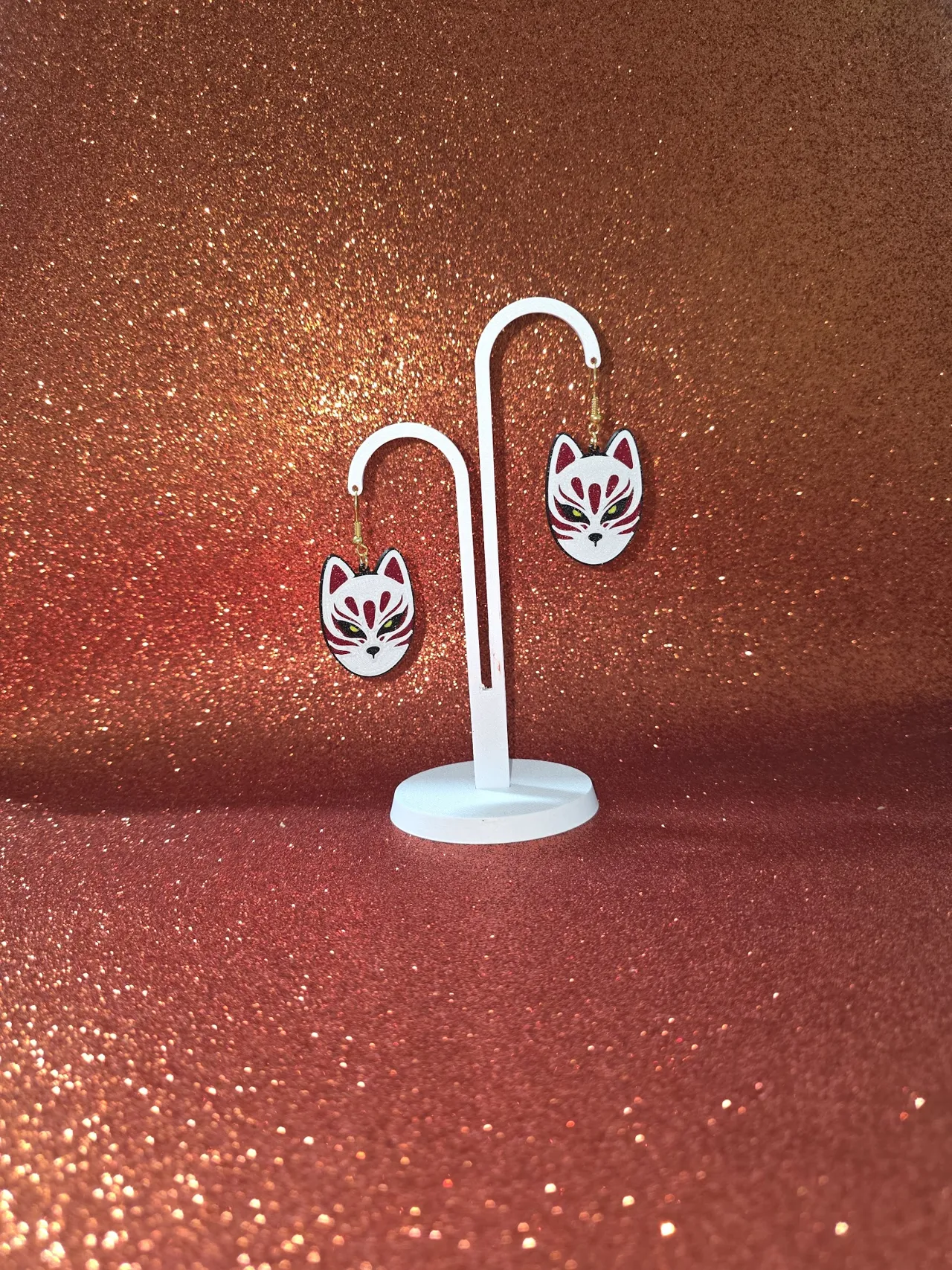 Kitsune mask earrings view 3