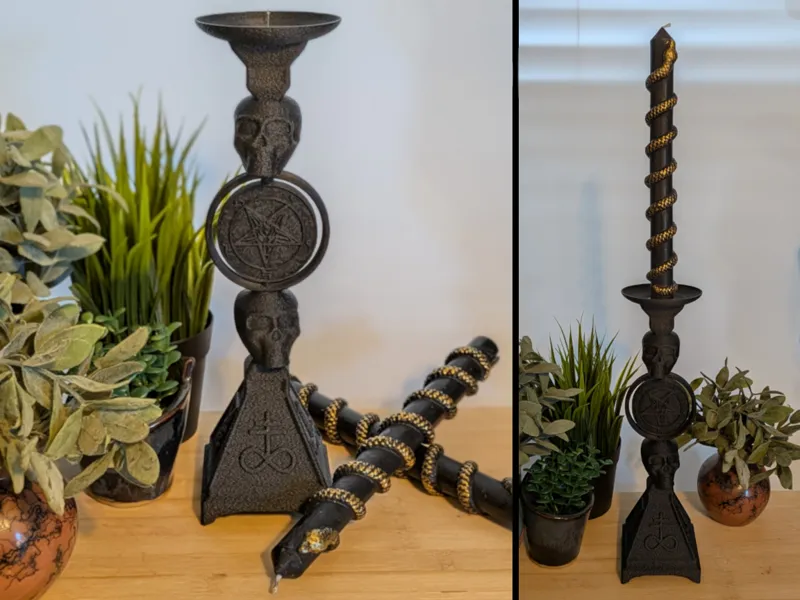 Satanic Skulls Candlestick Holder