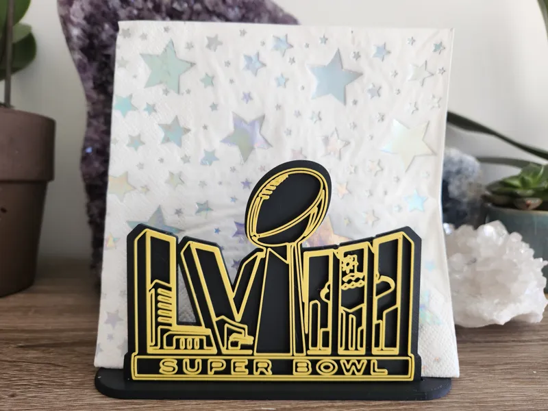 Super Bowl Party Ready! LVIII - Napkin Holder - Display Sign - Decoration - Super BowL Party Decor
