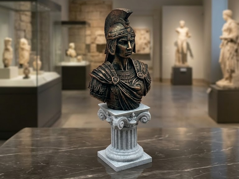 Antica Guerriera Greca su busto.