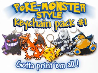 Poke-monster Keychain Pack #1 Pikachu, Charizard