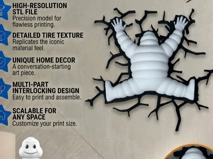 Michelin crashed sticker magnet wall decor