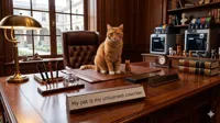Sign board with tekst: My pet is my unlicensed coworker