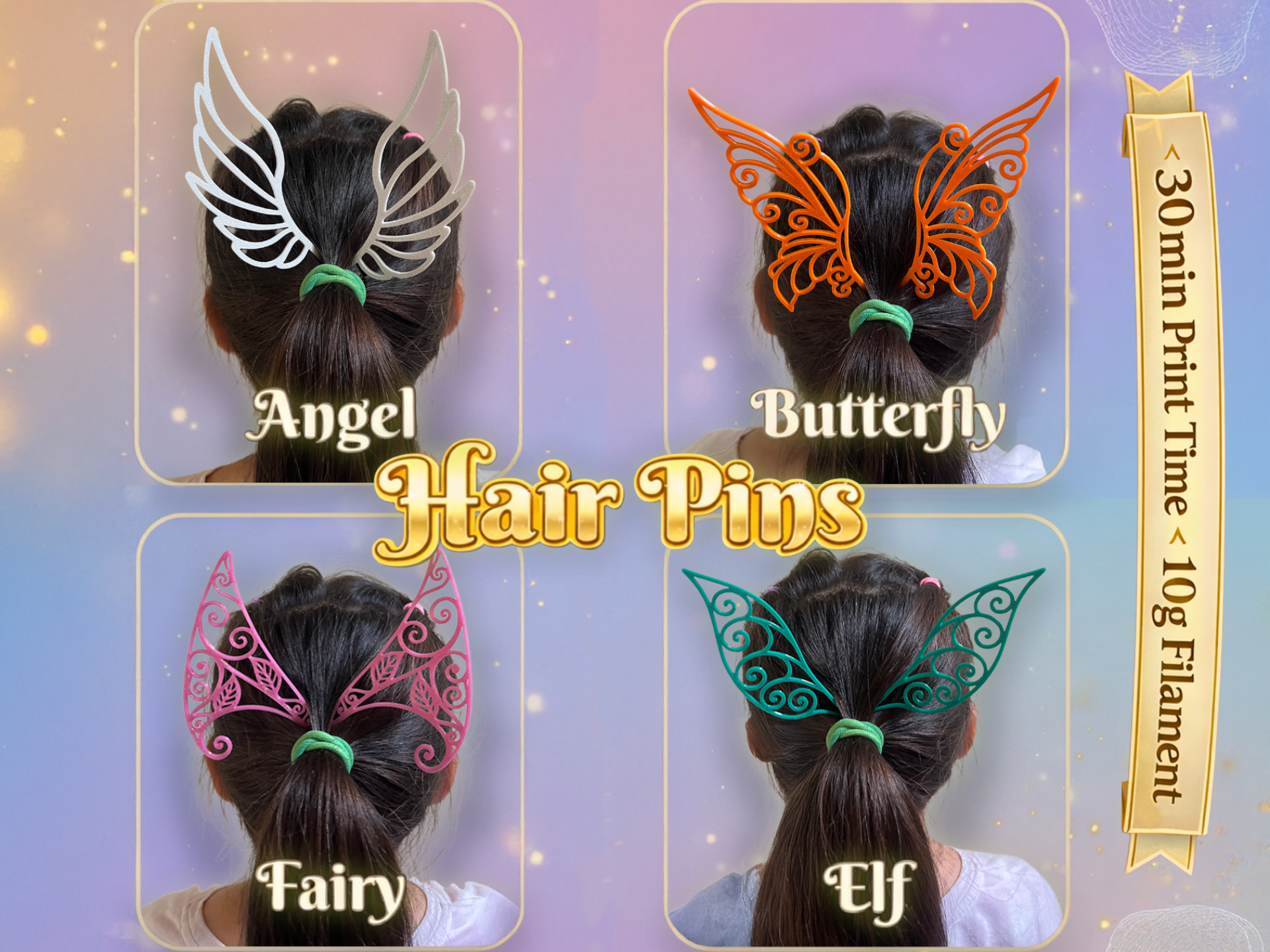 Hair Pins - Angel - Butterfly - Elf - Fairy - Fast