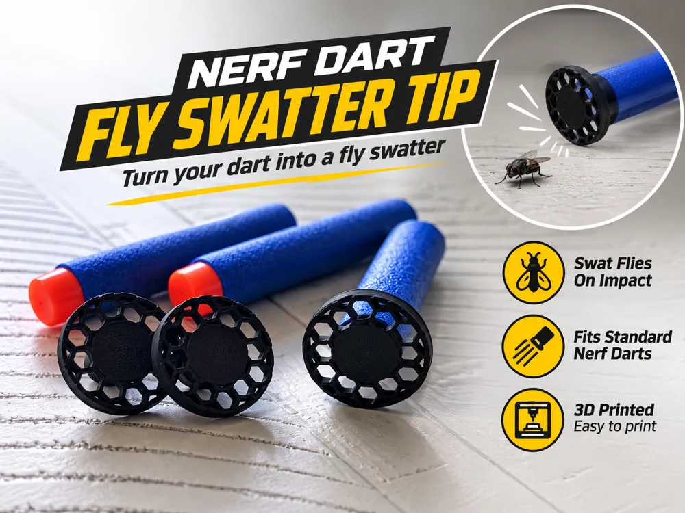 Letrero o emblema decorativo: Nerf Dart Fly Swatter. Referencia del modelo original.