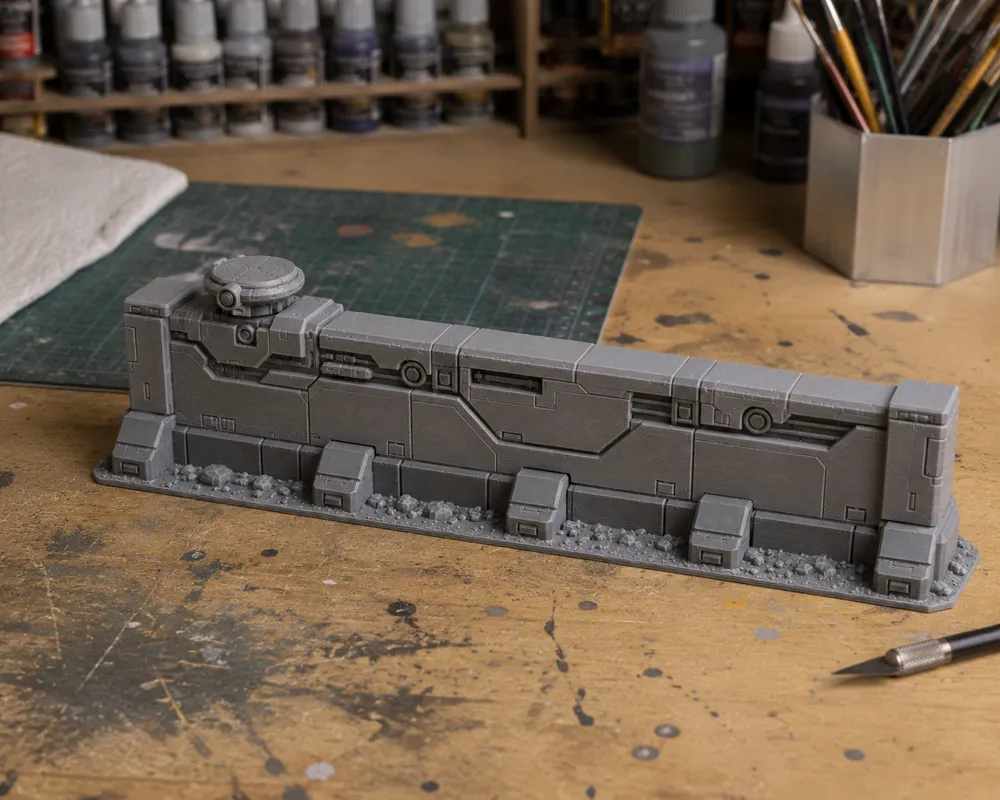Miniatura 2 do modelo 3D Autonomous Defense Wall – Modular Sci-Fi Terrain
