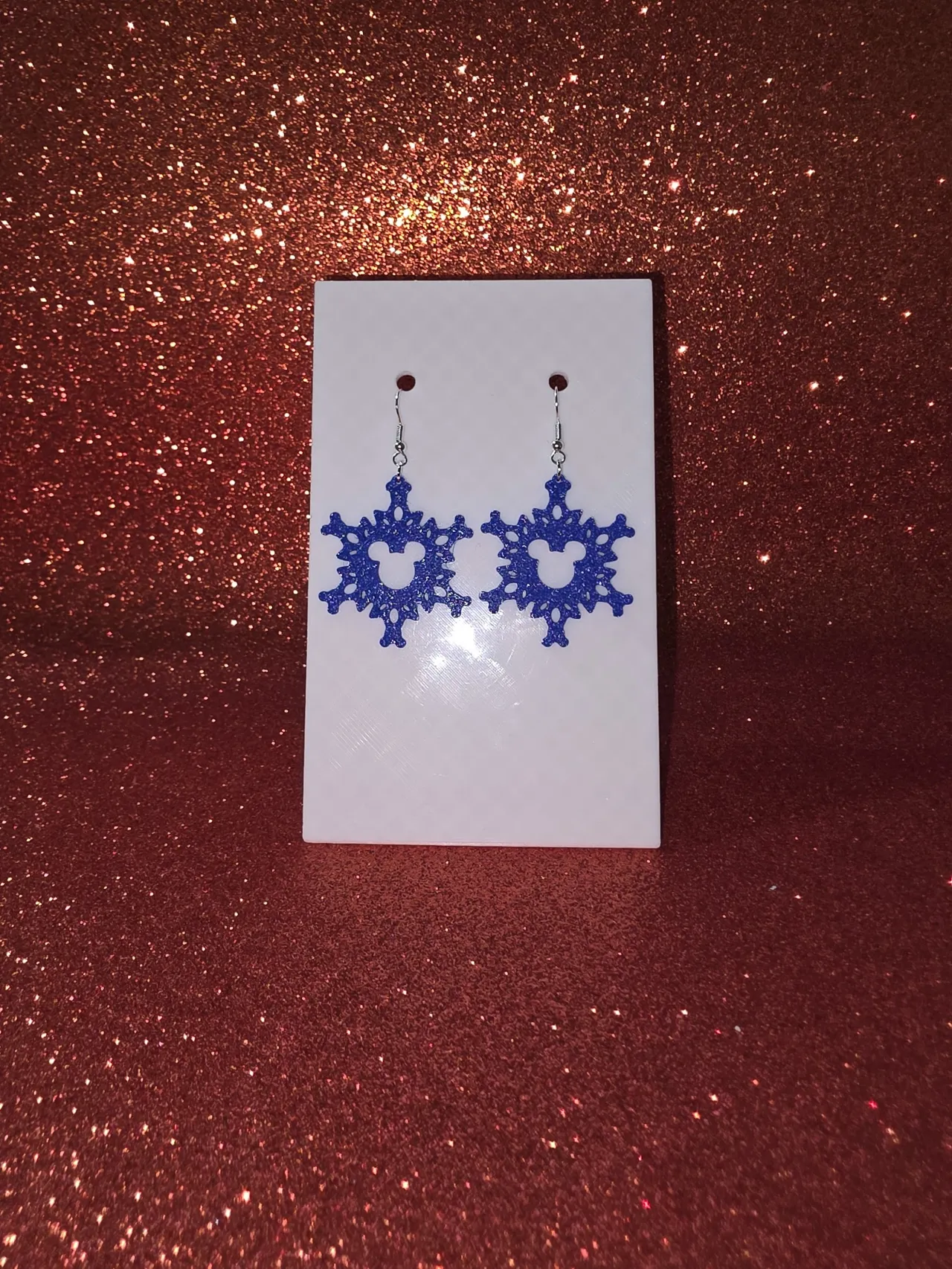 Mickey snowflake earrings view 2