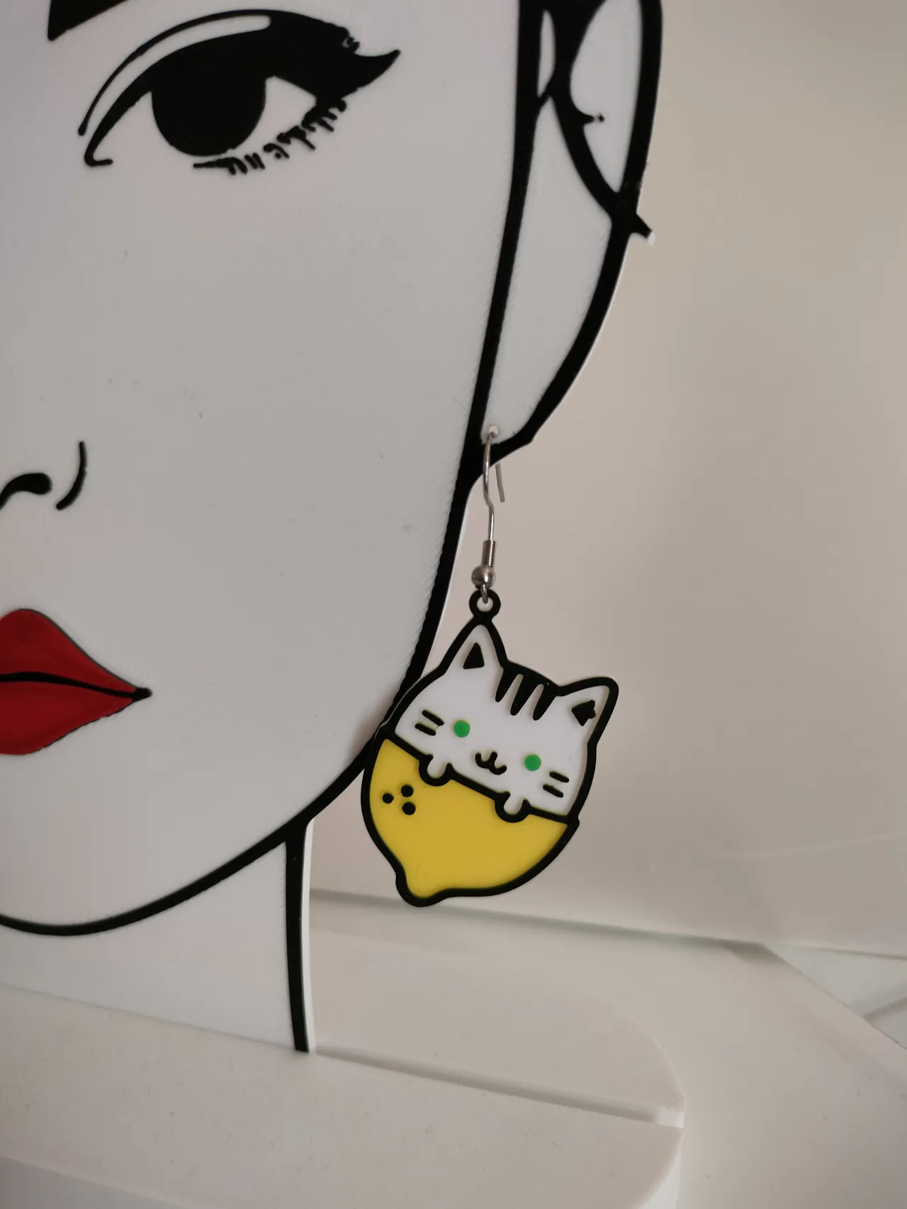 Lemon Kitty earrings - Kitty & Fruitie series view 4