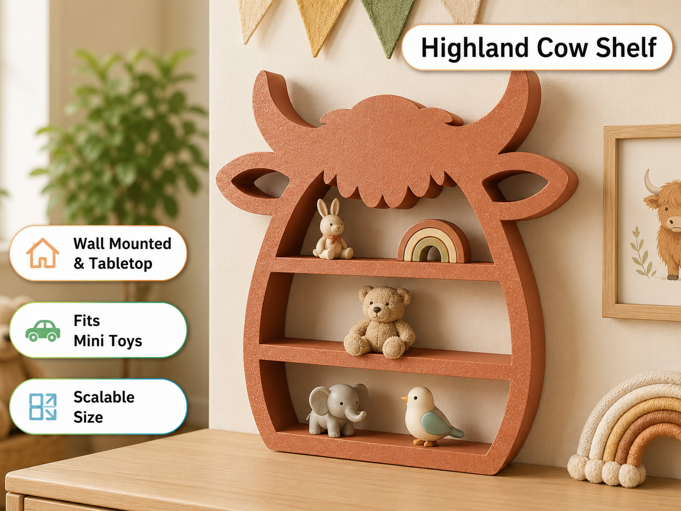 Highland Cow Shelf Buddy