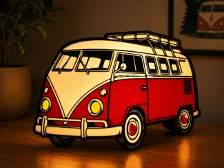 Classic Camper Van Lightbox – Retro Bus Sign