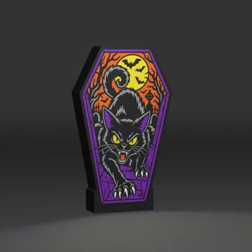 Accesorio de iluminación decorativa: Scary Cat Coffin Lightbox — vista de referencia 2
