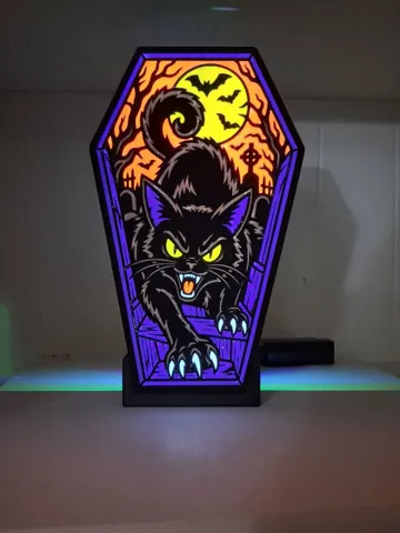 Accesorio de iluminación decorativa: Scary Cat Coffin Lightbox — vista de referencia 3