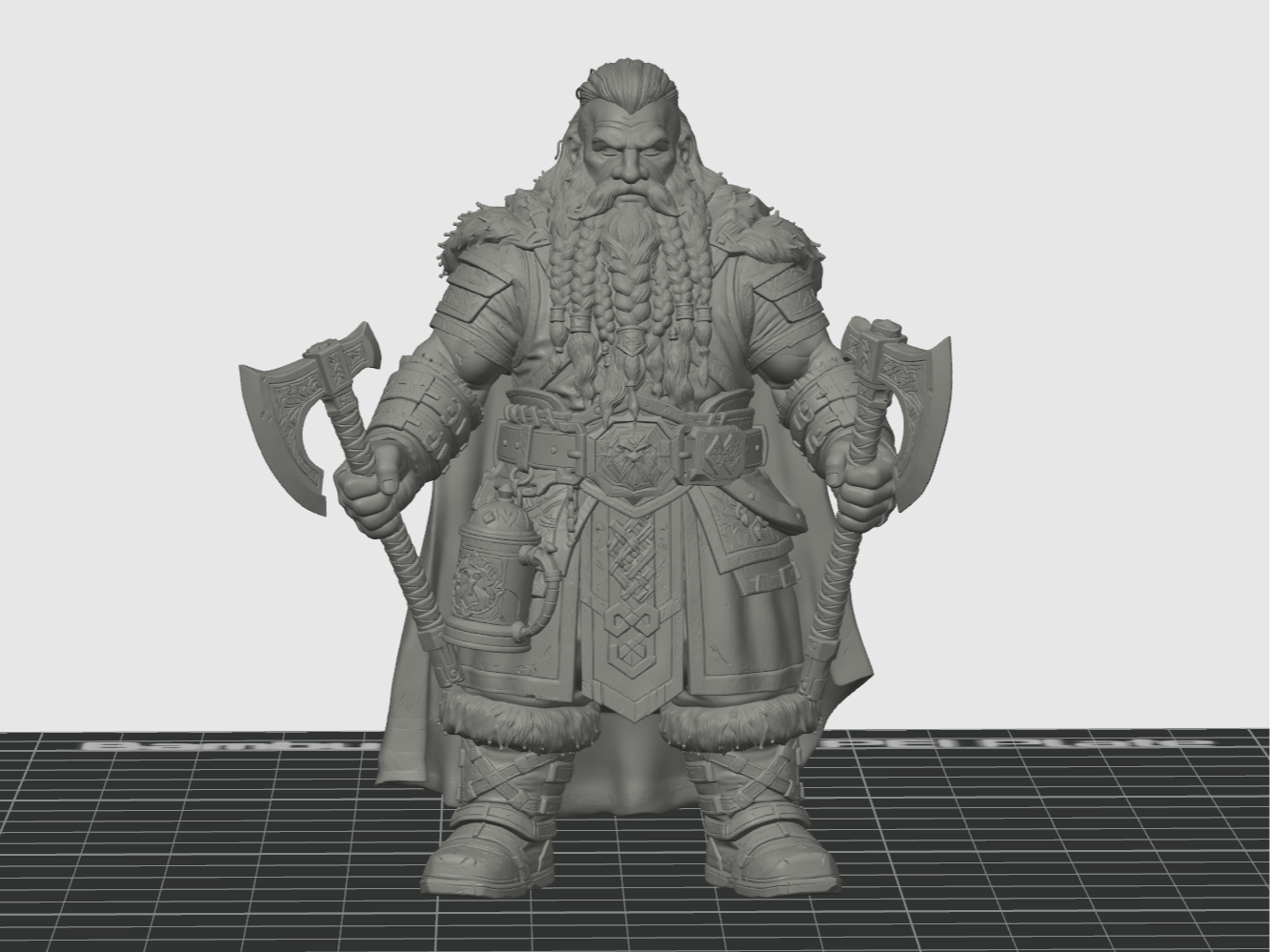 Dwarven Warlord – Dual Axe Fantasy Miniature