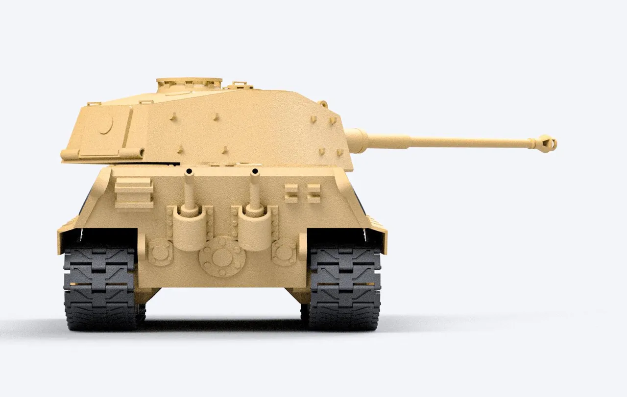 Tiger II 1:35 fully 3D printed model tank view 3