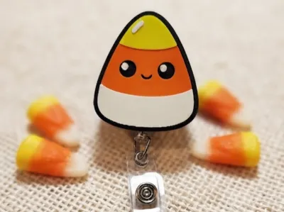 Cute  Candy Corn Badge Reel Face/Magnet