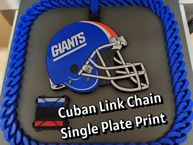 Giants Helmet BIG Pendant on Cuban link chain