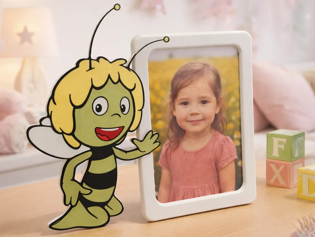 Bee Character Photo Frame 10×15 cm - Free 3D Print Model - MakerWorld