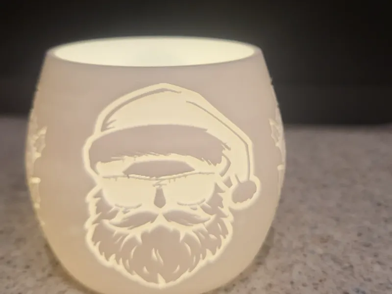 Teelicht Weihnachtsmann mit Sonnenbrille