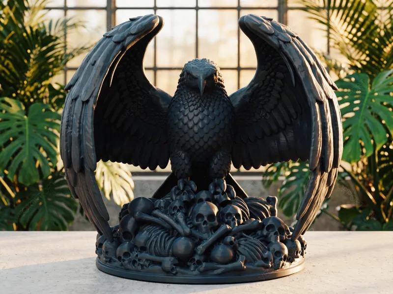 Epic Eagle on Skull Diorama Dark Fantasy Bird #035