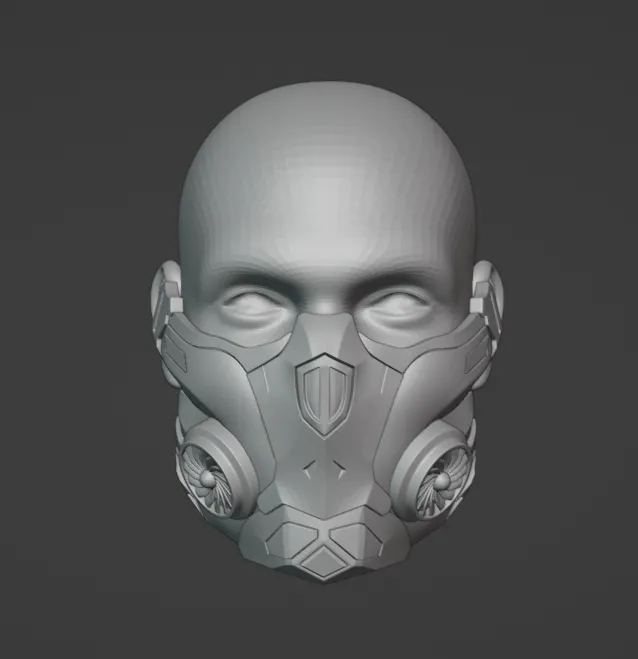 Print in place Military Cyberpunk Mask view 2