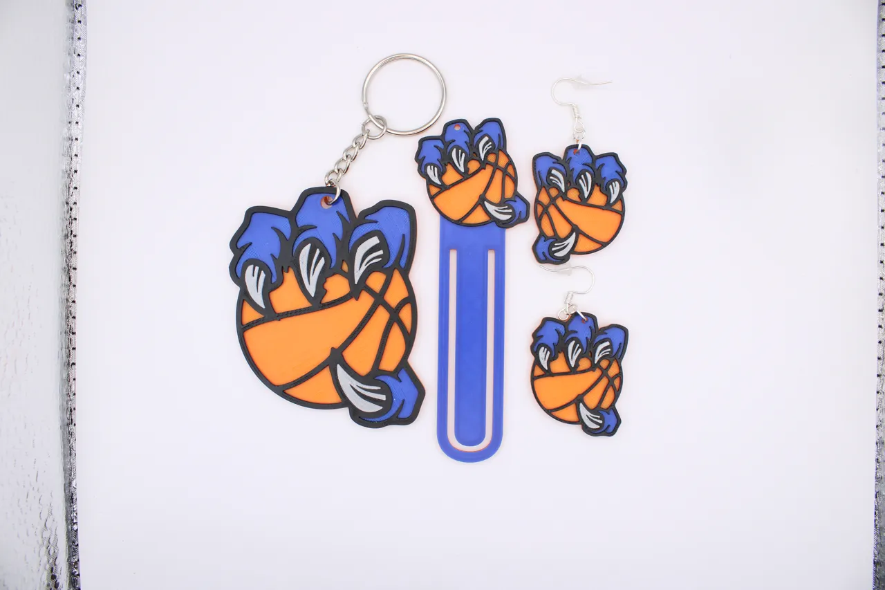 Basketball Claw Earrings, Bookmark, Keychain view 3