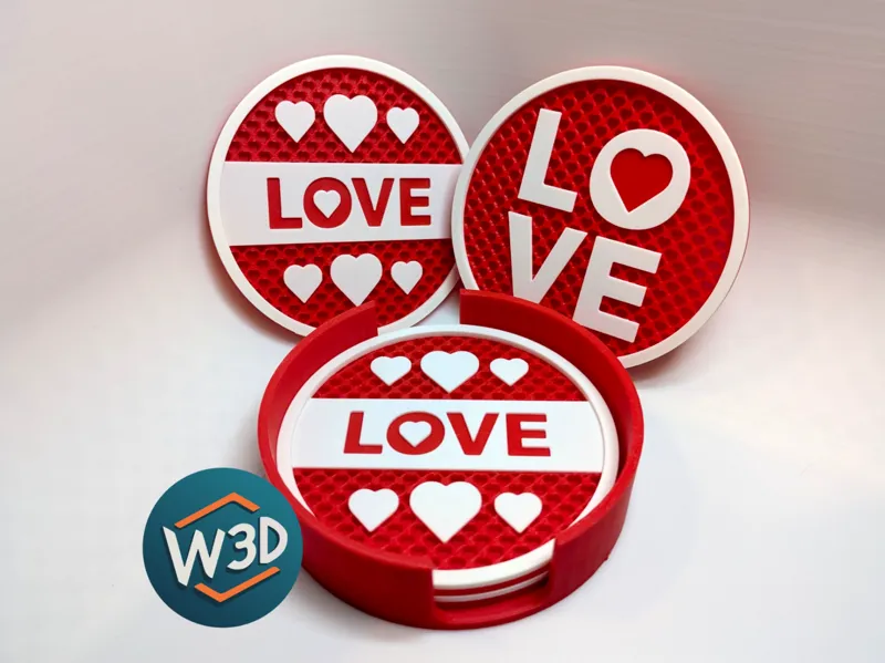 Valentines LOVE Coaster Set